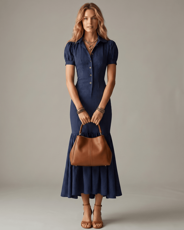 Ropa casual de verano: vestido maxi con rayas verticales para mujer, cómodo y chic.