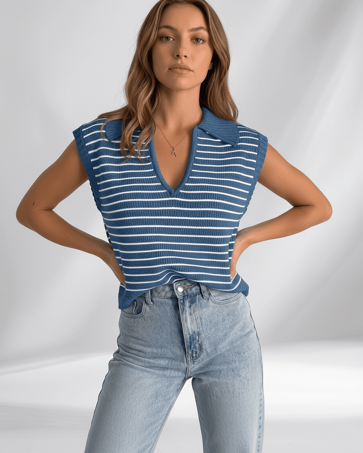 Camiseta de mujer con rayas, manga corta. Look casual chic y confortable para el verano.
