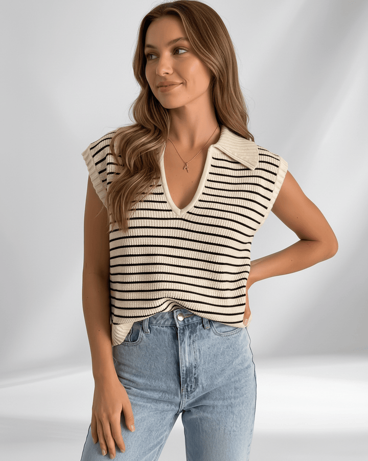 Tendencia de verano: Camiseta de rayas para mujer, manga corta. Comodidad y moda femenina.