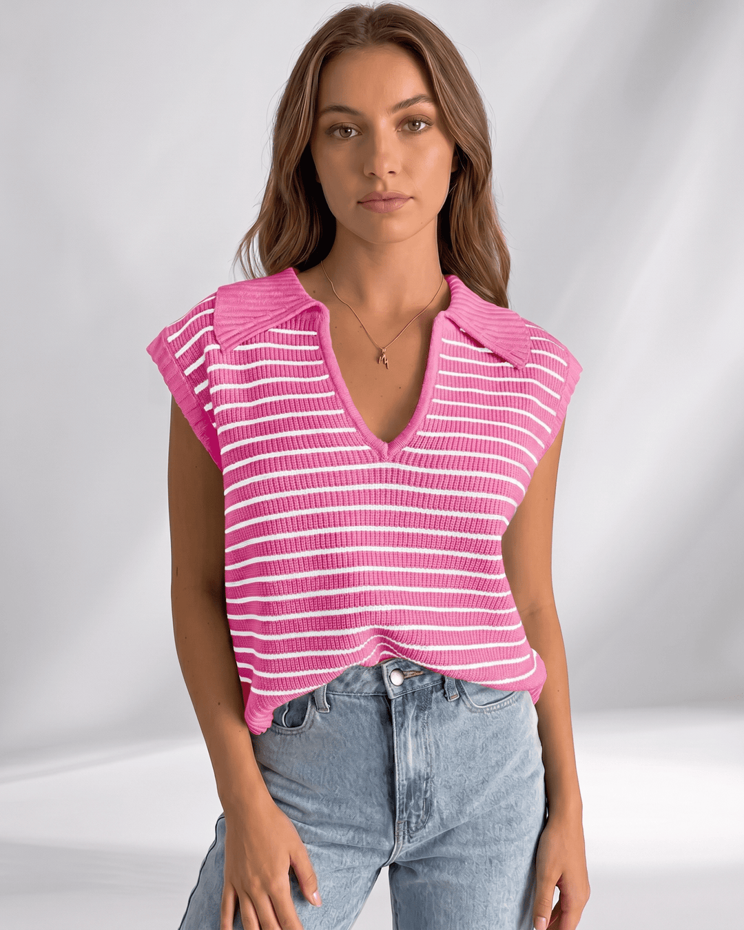 Camiseta casual de rayas para mujer, manga corta. Estilo cómodo y tendencia actual.
