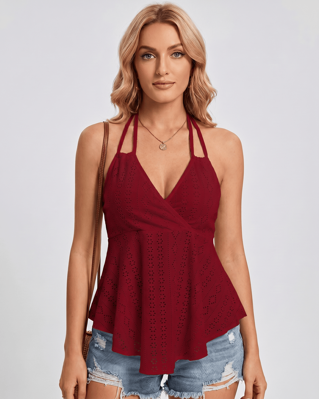Blusa chic fluida, top halter para mujer, ideal para el verano.