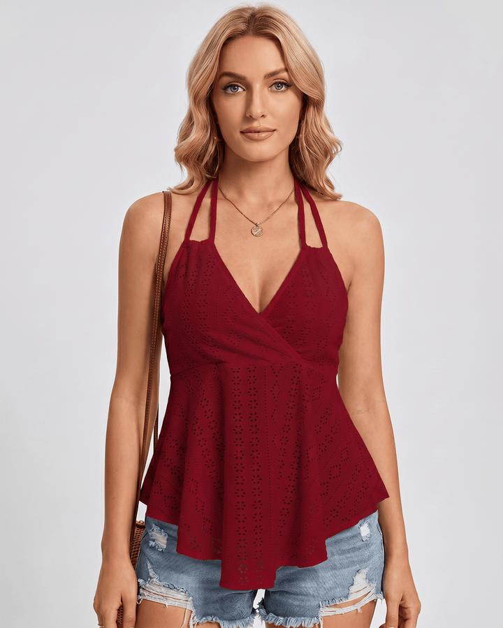 Blusa chic fluida, top halter para mujer, ideal para el verano.