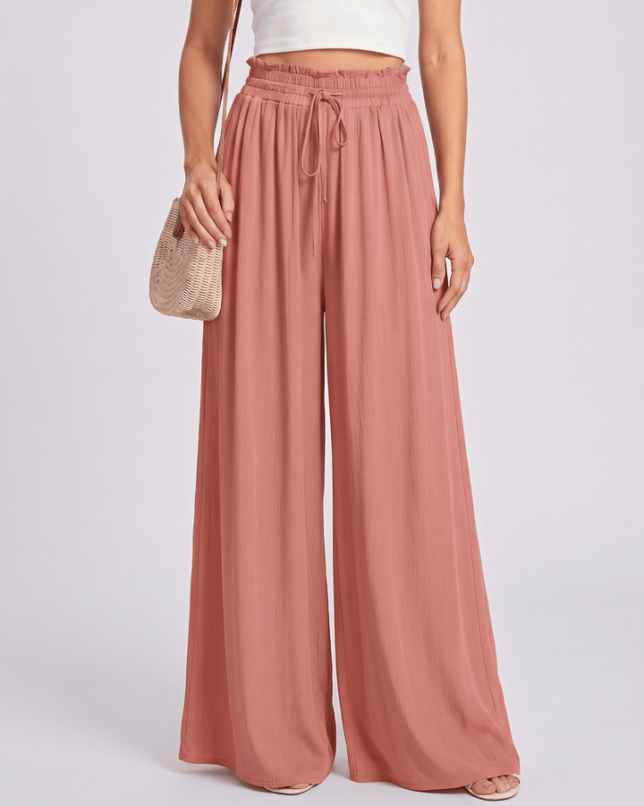 Confort y moda: pantalones Selene de mujer, pierna ancha, cintura alta, imprescindibles de verano.