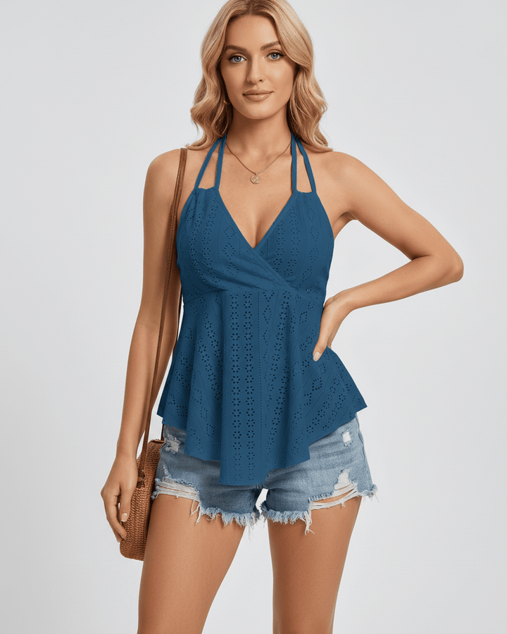 Top sin mangas fluido para mujer, estilo veraniego. Blusa cómoda y fresca.