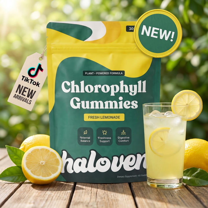 Gominolas de clorofila para salud interna, bienestar y ayuda en la digestión.