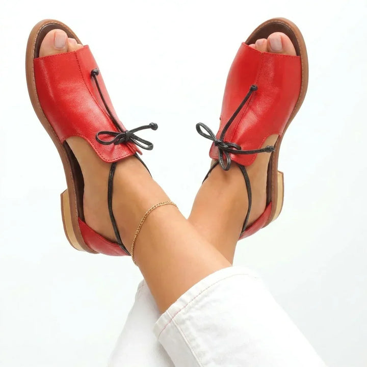 Zapatos casuales de verano para mujer. Sandalias de playa elegantes con cordones ajustables y tacón bajo.