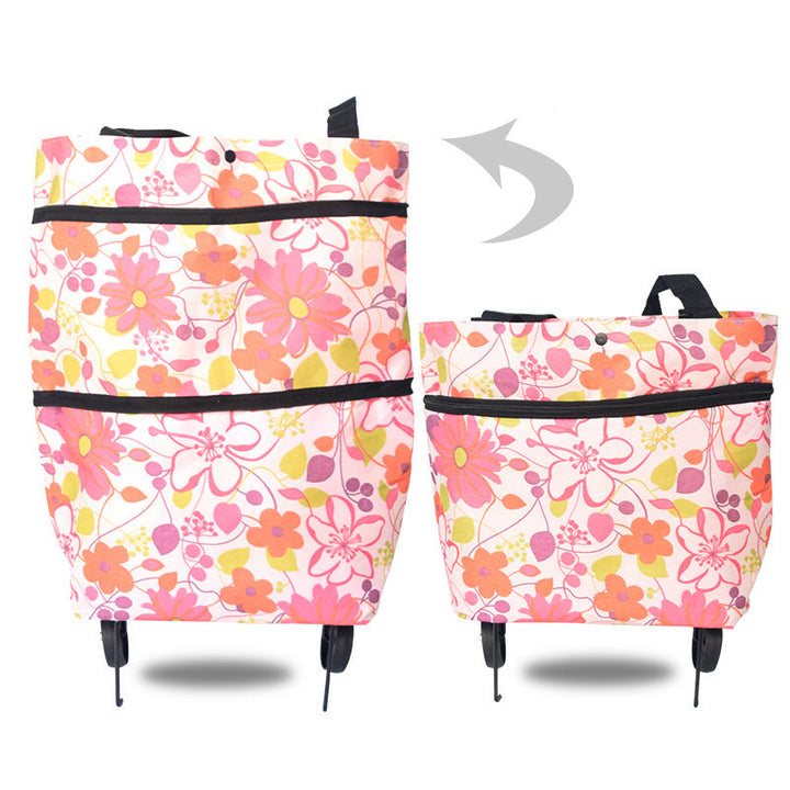 Bolso de compras ecológico para mujer, reutilizable y plegable, con ruedas para facilitar el transporte.
