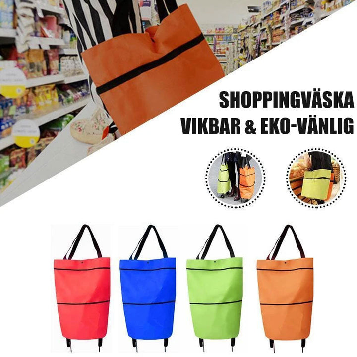 Accesorio de moda: bolso de mujer con ruedas, plegable y reutilizable para compras diarias.