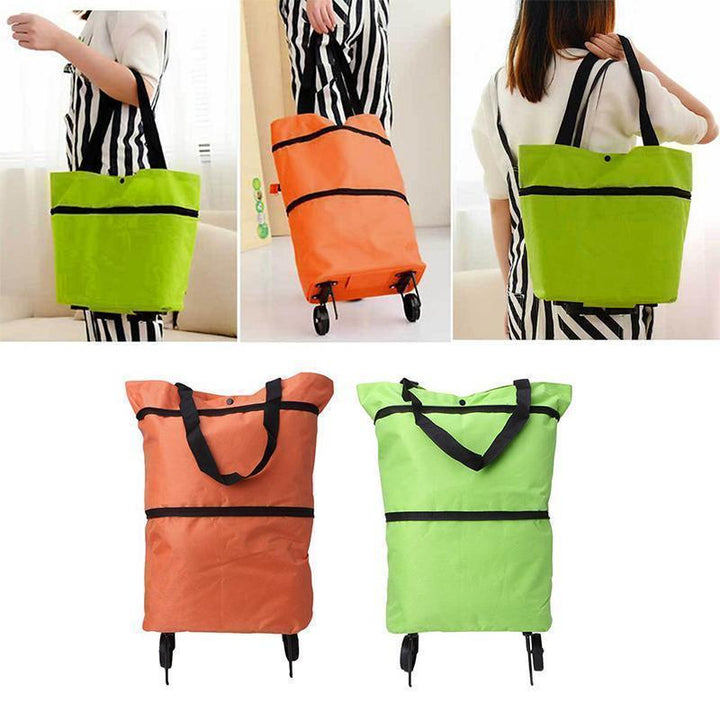 Lleva tus compras con facilidad: bolso de mujer con ruedas, plegable y reutilizable, diseño práctico.