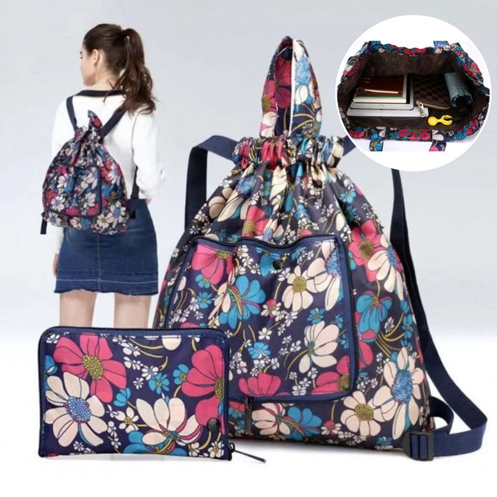Mochila impermeable con cierre de cuerda para hombre y mujer, plegable y versátil.