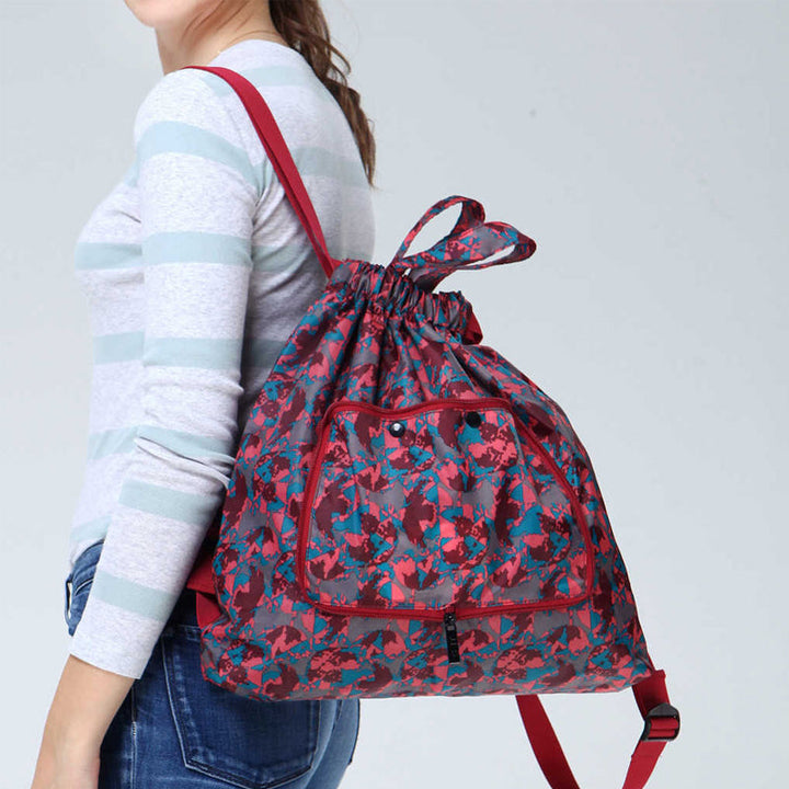 Mochila plegable para viajes, impermeable y resistente, con cómodo cierre de cuerda.