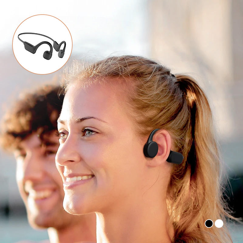 Auriculares inalámbricos Bluetooth para correr, con tecnología de conducción ósea y resistencia IPX5.