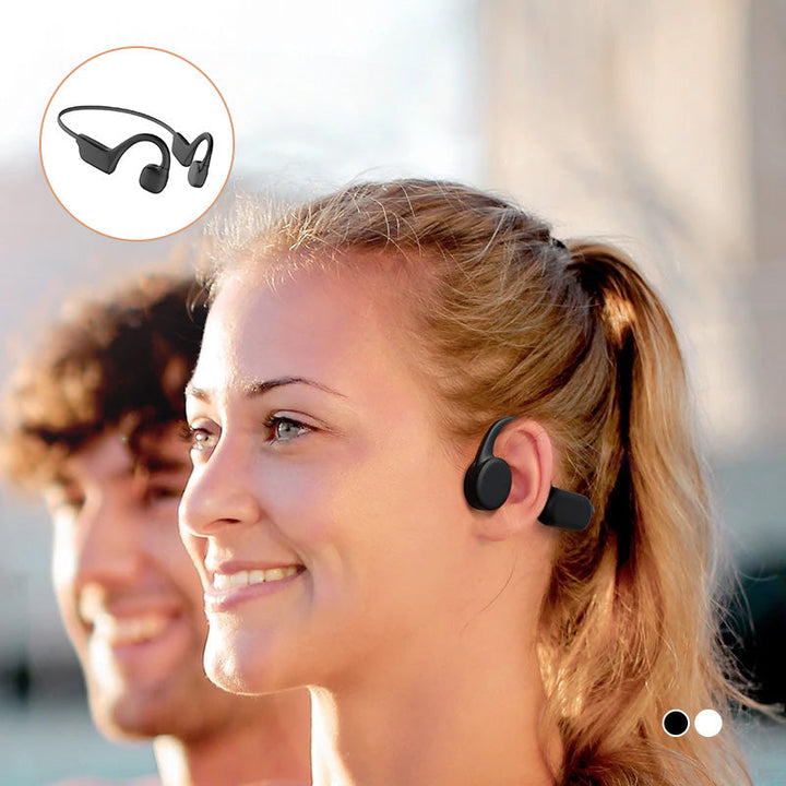 Auriculares inalámbricos Bluetooth para correr, con tecnología de conducción ósea y resistencia IPX5.
