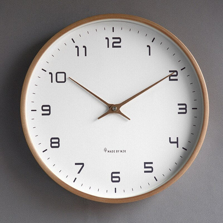 Reloj de pared nórdico de madera, diseño minimalista y silencioso para decoración del hogar escandinavo.