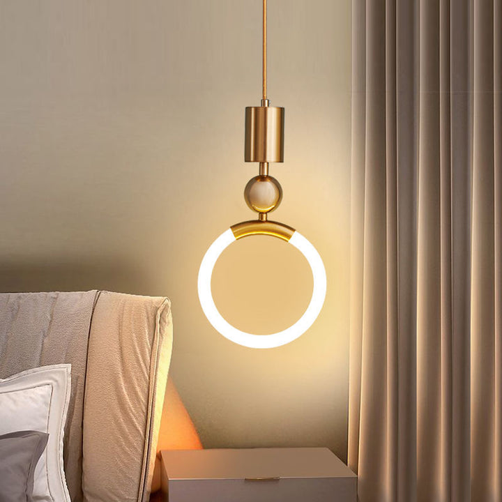 Moderno colgante LED de anillo para techo. Lámpara de diseño para iluminación interior del hogar.