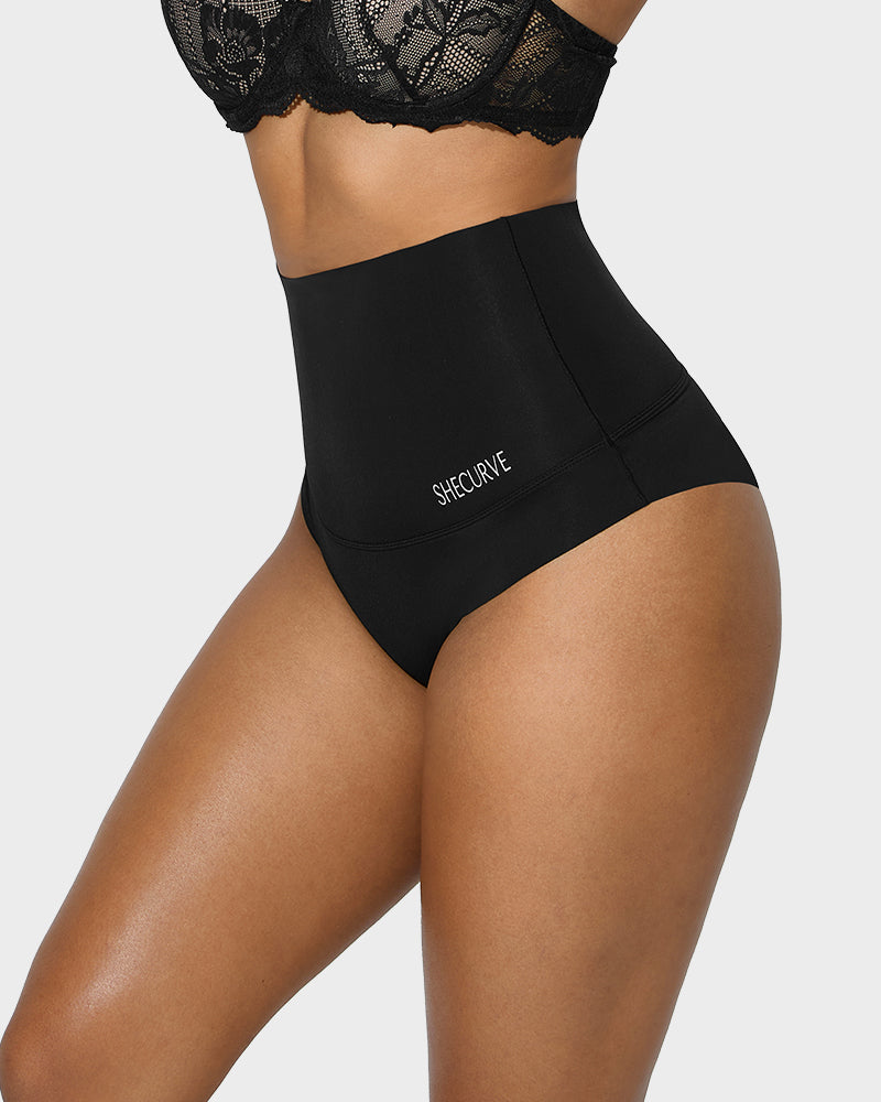 Bragas invisibles de tiro alto para mujer, pack de 3 con efecto suavizante y control abdominal ligero.
