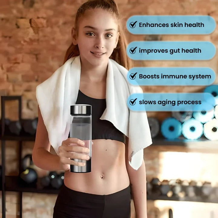 Botella de agua de hidrógeno para la salud, recargable y perfecta para llevar contigo.
