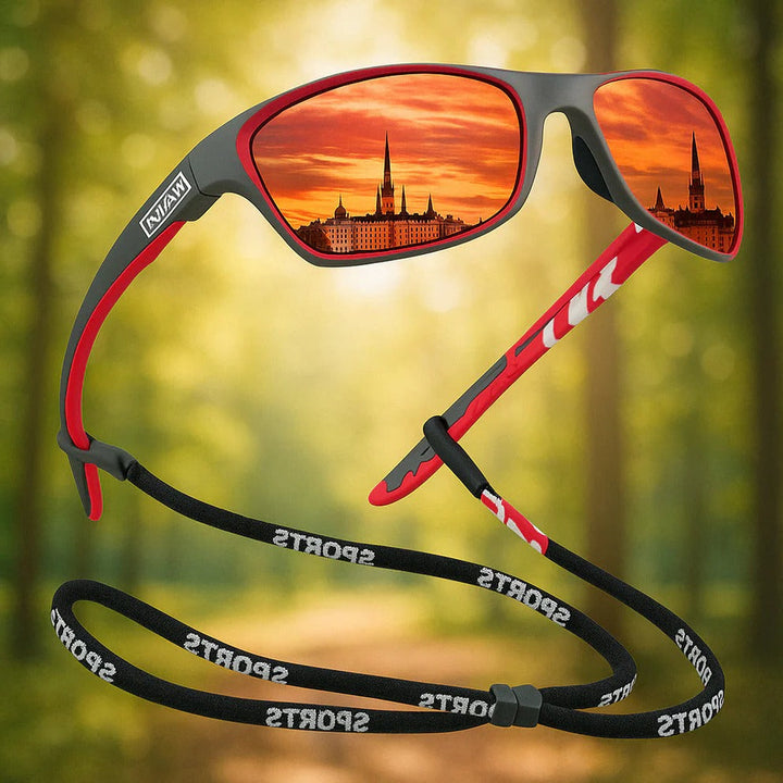 Gafas de sol con lentes polarizadas anti-reflejo para visión clara en deportes al aire libre, protección UV unisex.