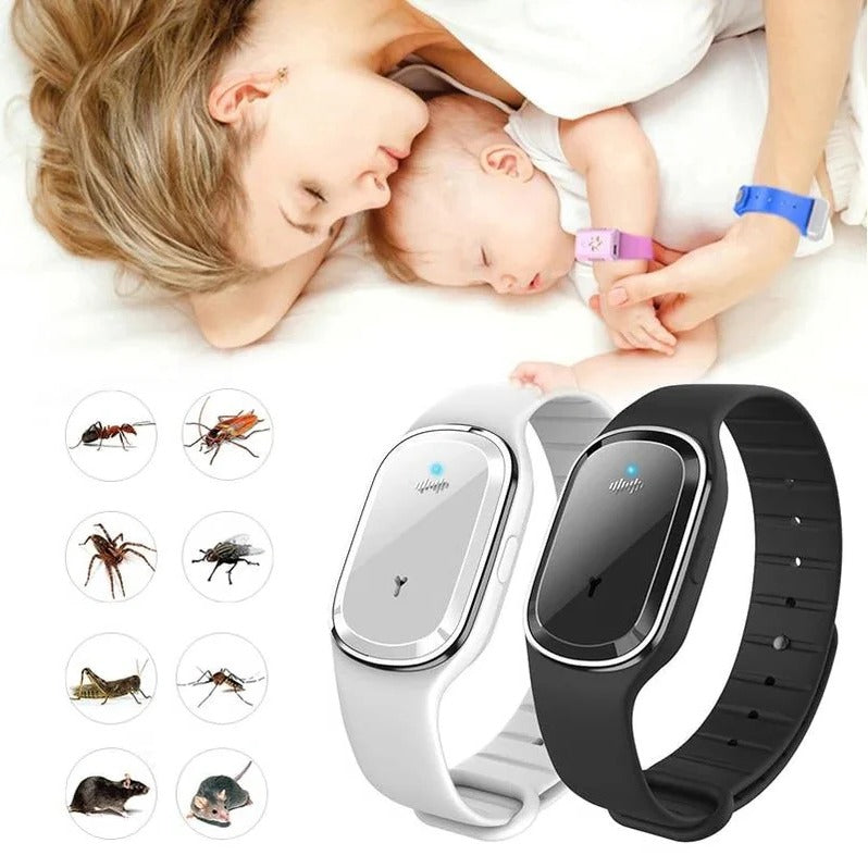 Pulsera antimosquitos ultrasónica, tu defensa portátil y recargable para un verano sin preocupaciones.