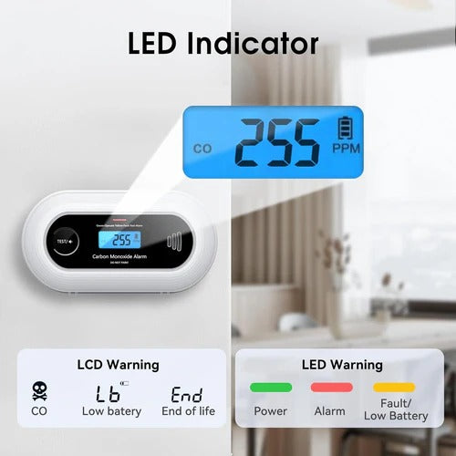 Sensor inteligente de monóxido de carbono con fácil instalación. Protección del hogar y prevención de riesgos.