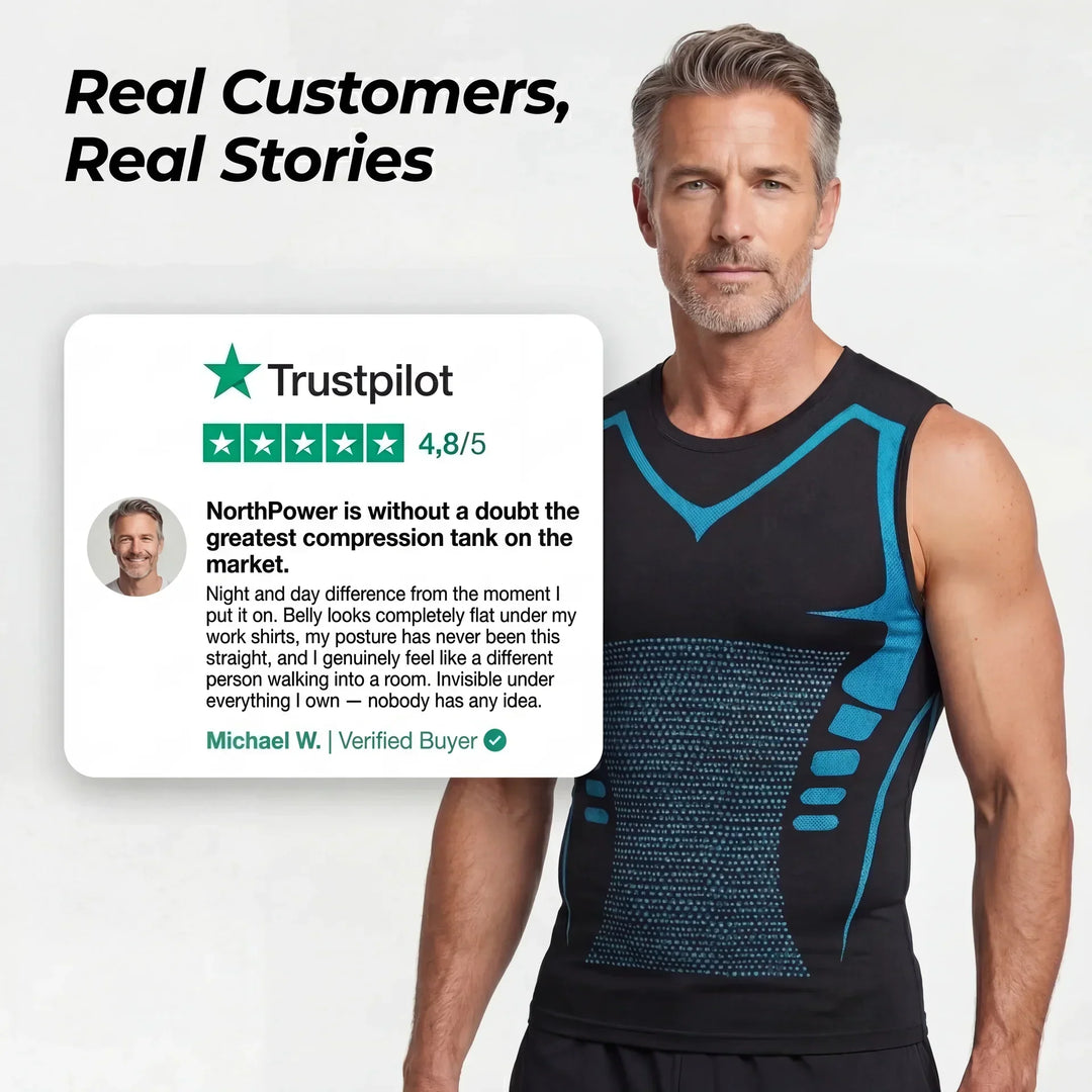 Camiseta de compresión iónica para hombre, soporte postural y adelgazamiento discreto, faja moldeadora.