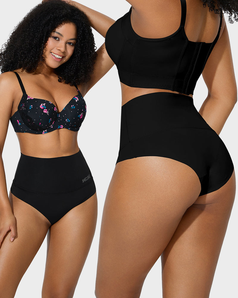 Pack de 3 bragas de mujer de tiro alto con control abdominal, ropa interior cómoda e invisible para tu día a día.