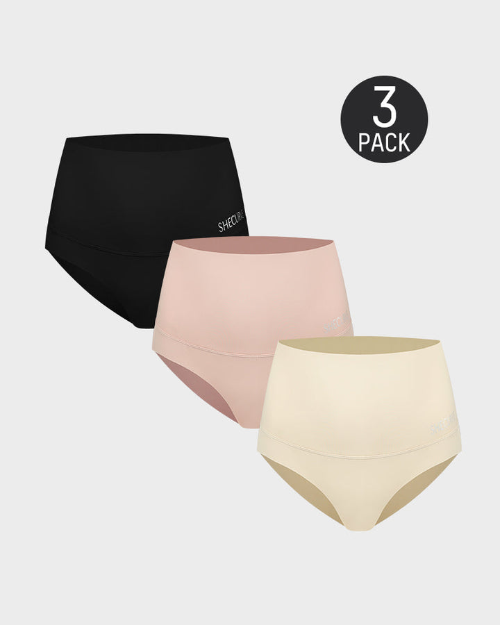 Lencería cómoda: bragas de tiro alto para mujer con control abdominal, invisibles bajo la ropa, paquete de 3.