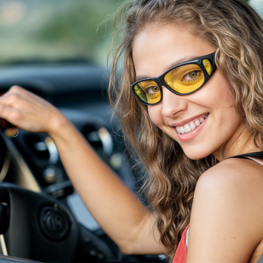Protección ocular: gafas HD para conducir de noche, evitan deslumbramiento y mejoran visibilidad.