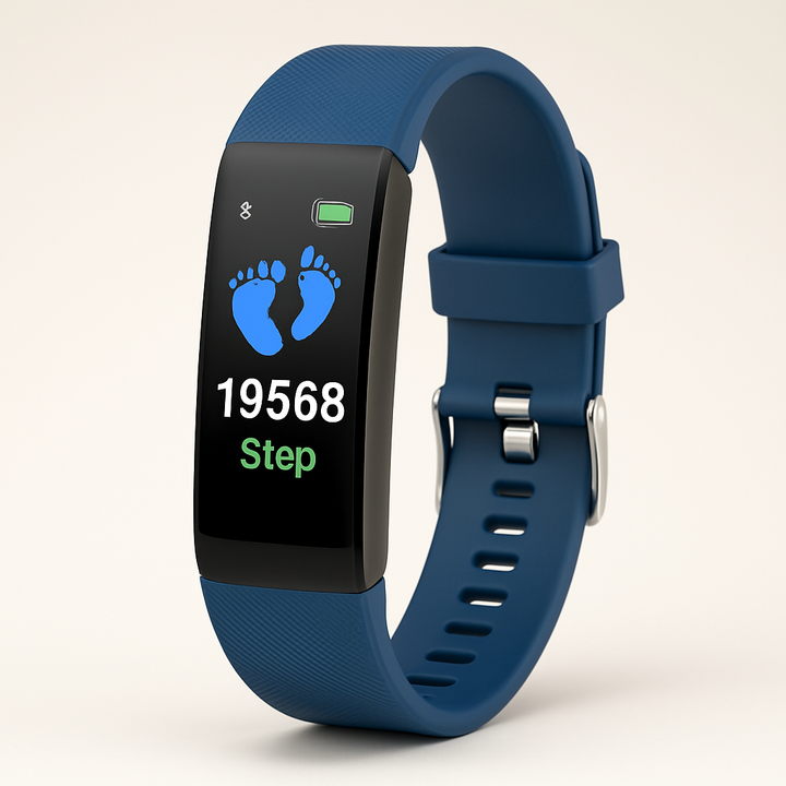 Reloj inteligente para mayores con monitor de actividad física, frecuencia cardíaca y seguimiento del sueño. Promueve bienestar.