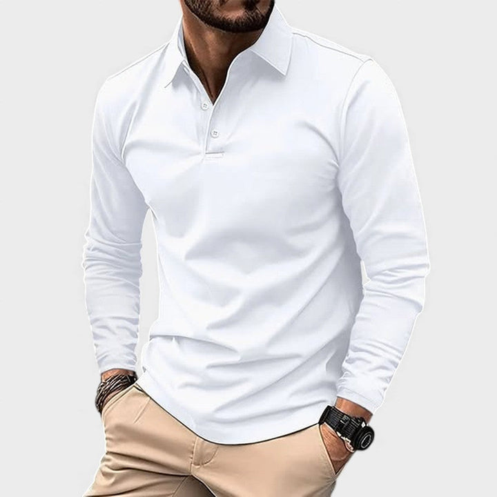 Polo de manga larga para hombre, estilo casual elegante, ideal para uso diario y confort. Tejido suave.