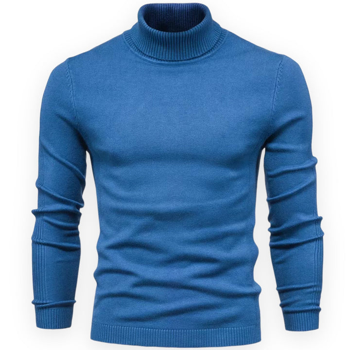 Moderno jersey de cuello alto slim fit para hombre, un básico cálido y elegante para esta temporada.