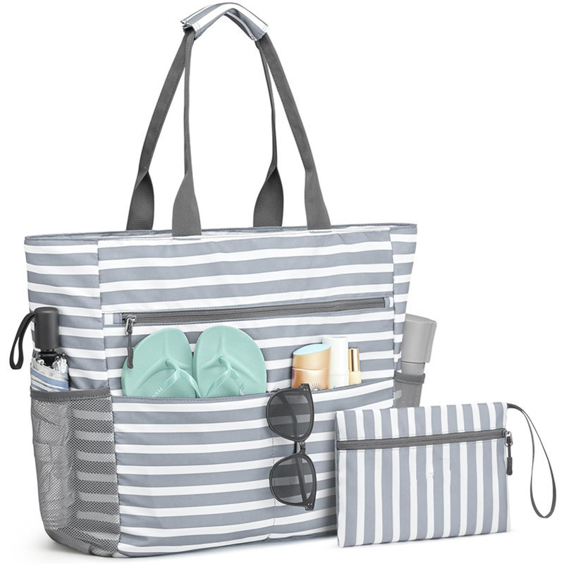 Tote de playa plegable y espacioso, perfecto para viajes, organizar y llevar todo lo necesario.
