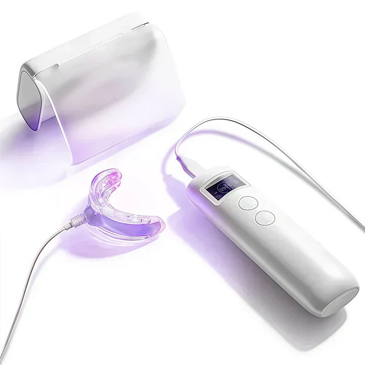 Dispositivo de luz oral que promueve la salud de las encías y reduce la inflamación bucal.