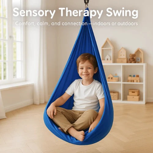Columpio sensorial de balanceo para niños. Ideal para juegos y desarrollo vestibular.