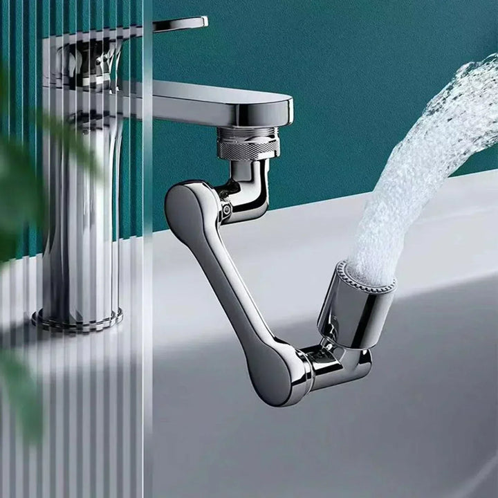 Grifo giratorio 1080° para baño con doble chorro, moderno y funcional para lavabo, ideal para lavado facial.