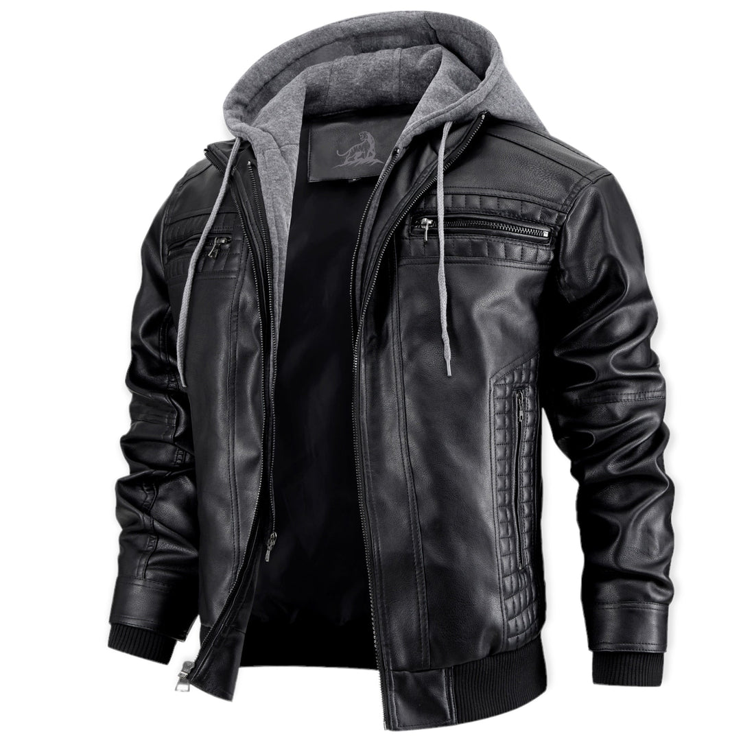 Chaqueta con capucha y cremallera para hombre, estilo urbano, ropa casual y moderna.