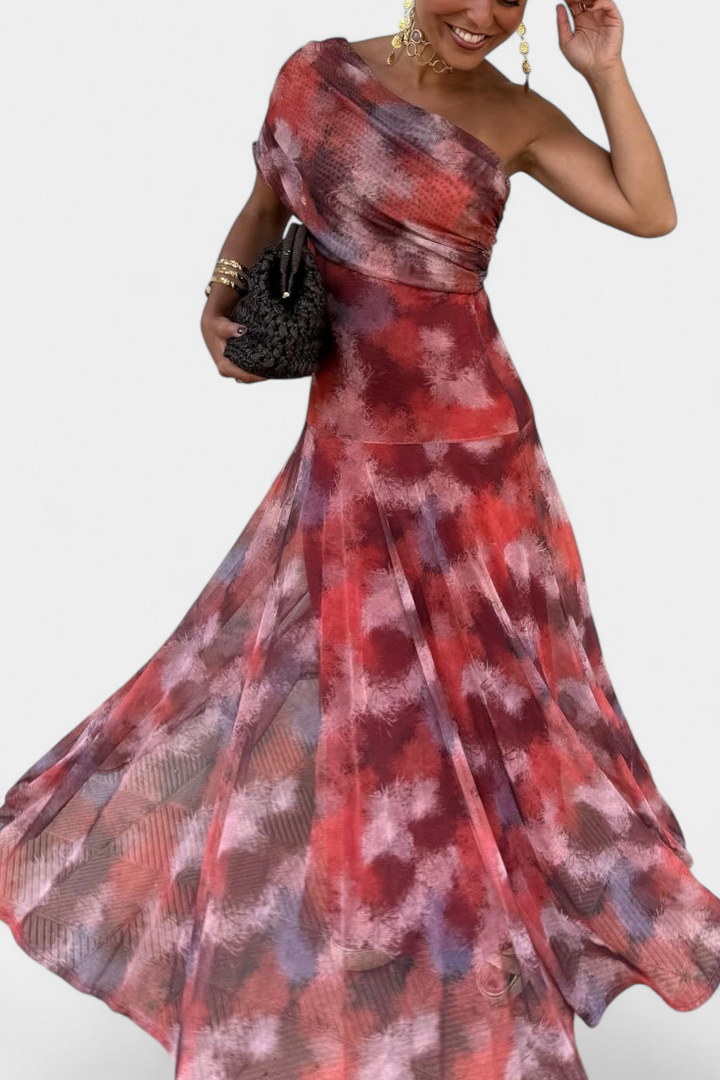 Vestido maxi tie-dye de un hombro estilo Jessamy para mujer, moda elegante de verano.
