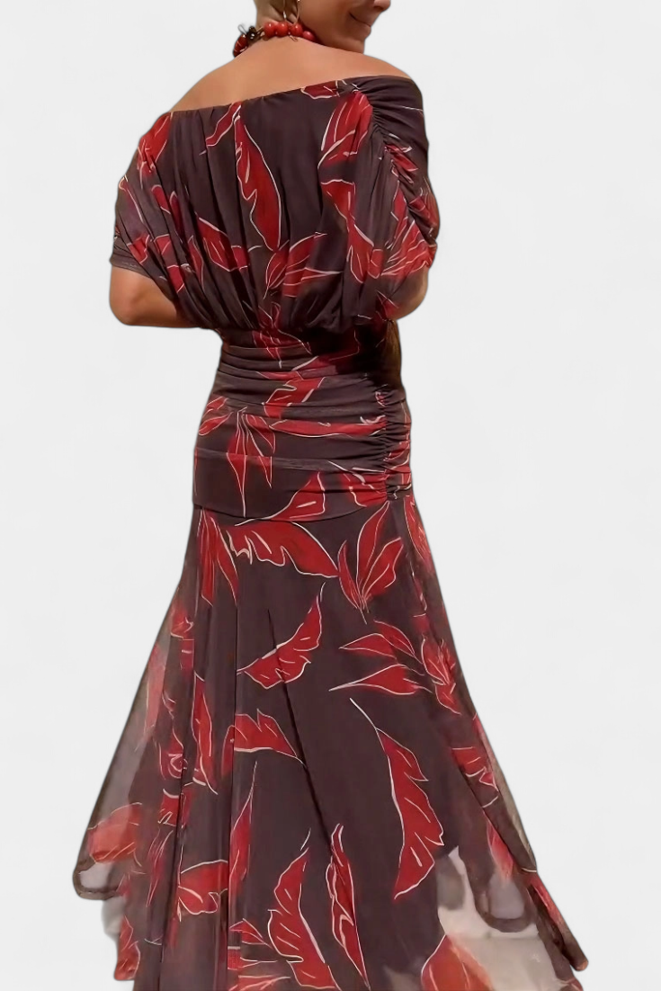 Vestido de primavera verano, largo, floral de fantasía, escote V. Ideal para mujeres elegantes.