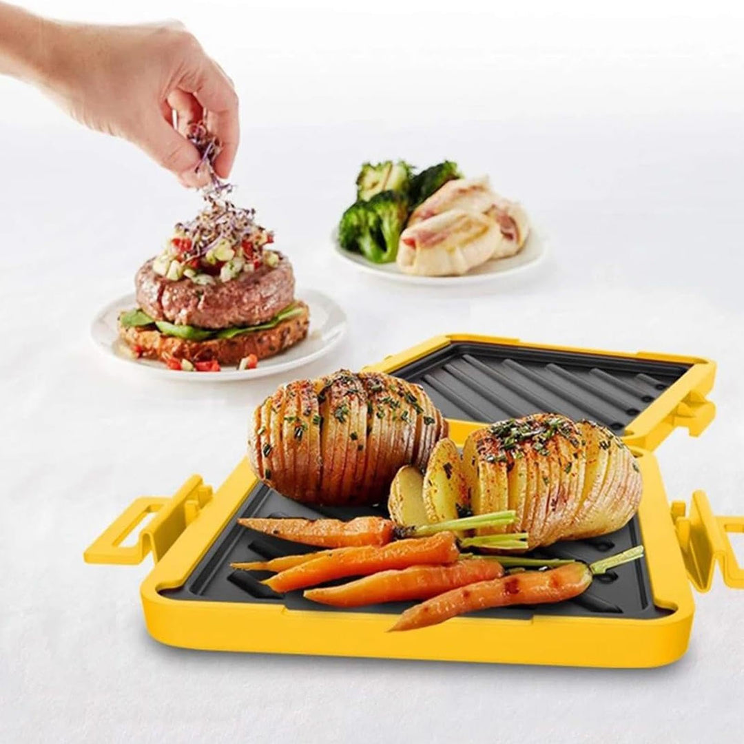 Prensa tostadora de sándwiches para microondas, antiadherente, cocina rápida y crujiente.