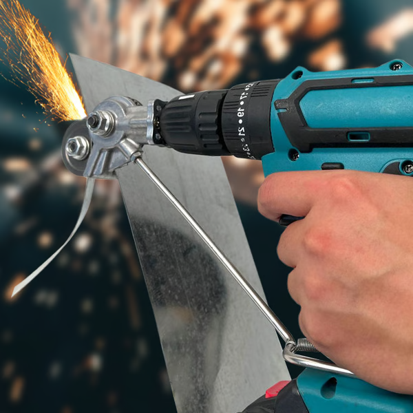 Accesorio de taladro para corte de metal, transforma tu taladro en una potente herramienta para bricolaje y metalurgia.