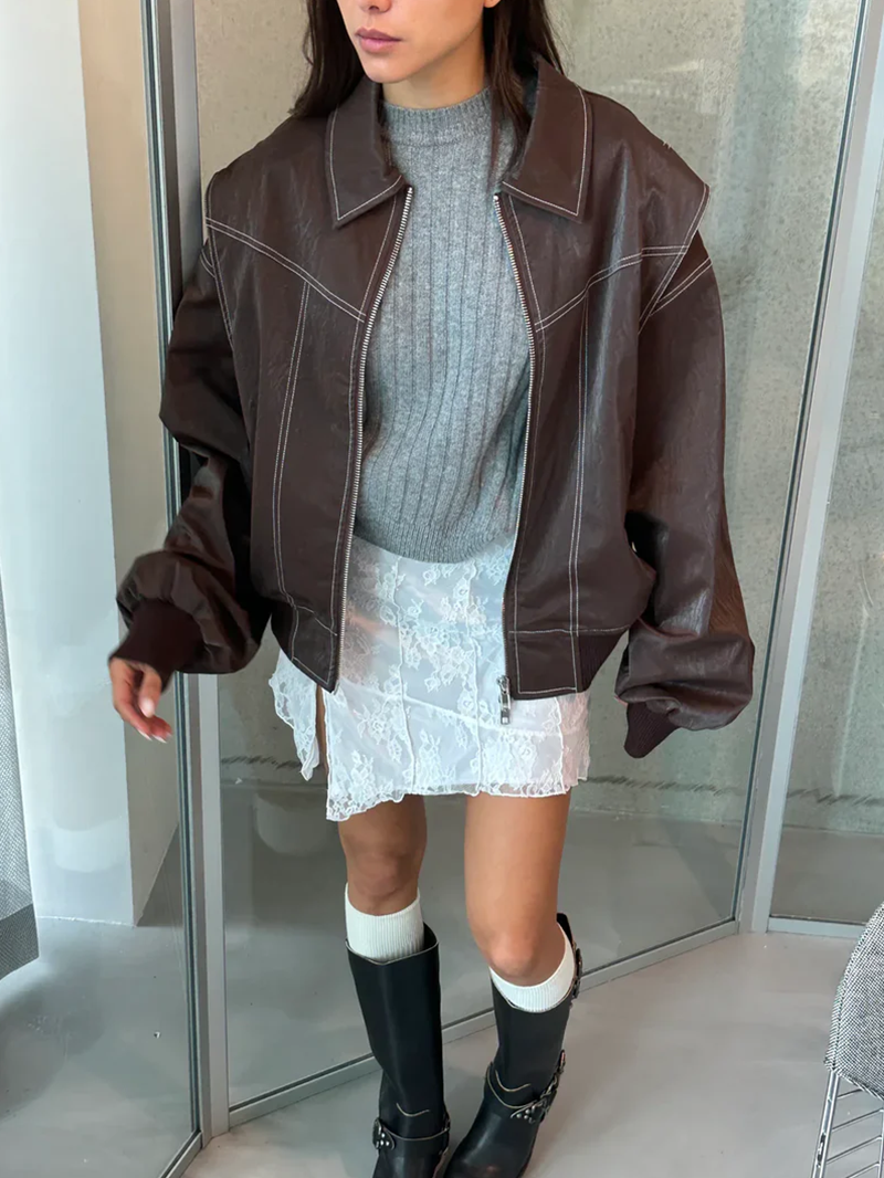 Chaqueta de tendencia para mujer, estilo oversize con paneles de contraste para primavera.