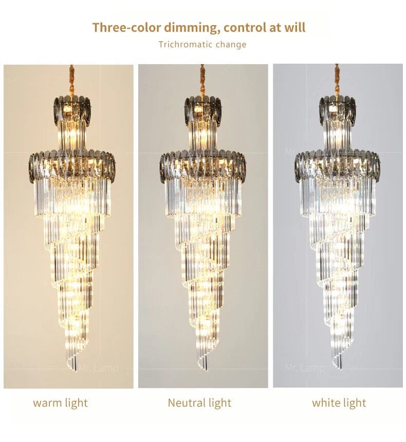 Diseño de candelabro francés escalonado, cristal transparente, lujo y estilo para tu hogar moderno.