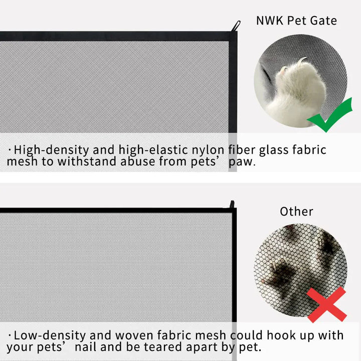 Valla plegable para mascotas, solución de seguridad para perros y gatos. Protege áreas del hogar con facilidad.
