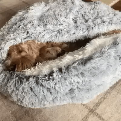 Cama nido para perros. Promueve sueño profundo y reparador, ideal para mascotas que buscan confort y paz.