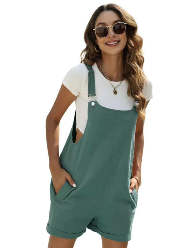 Jardinera corta de tirantes ajustable, para mujer, un básico cómodo para el verano.