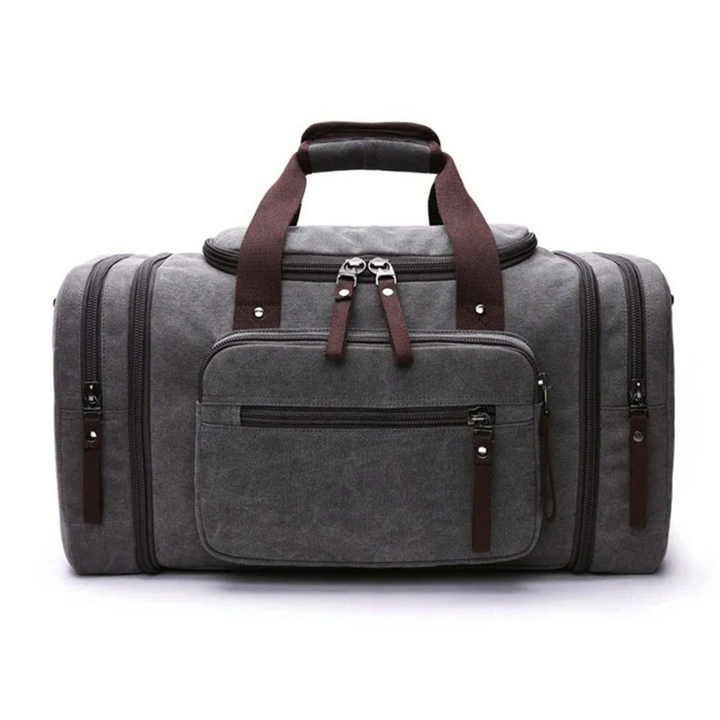 Bolsa de viaje duradera de lona unisex, perfecta para gimnasio y aventuras, gran capacidad.