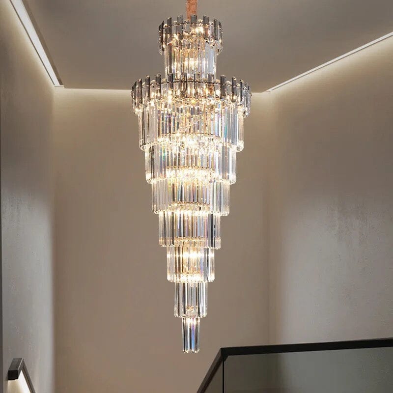 Lámpara de techo moderna estilo francés con cristales escalonados, iluminación LED de lujo para hogar.