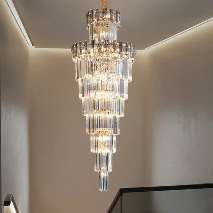 Lámpara de techo moderna estilo francés con cristales escalonados, iluminación LED de lujo para hogar.
