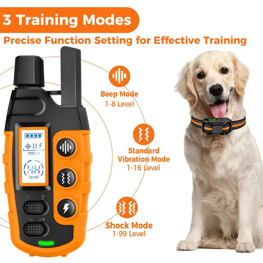 Collar de adiestramiento impermeable para perros. Control remoto de ladridos y obediencia canina en cualquier clima.