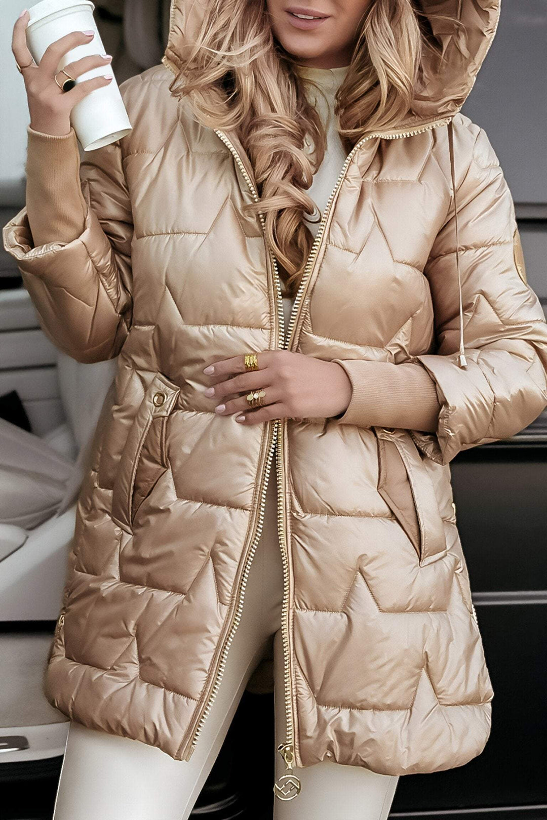 Textura de chaqueta de mujer, suave y cálida, moda para otoño y primavera en media estación.